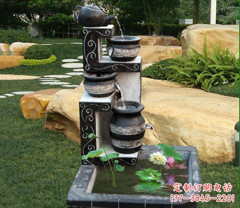 广州园林景观茶壶流水池石雕
