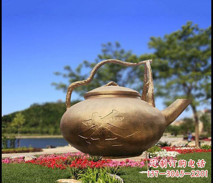 广州园林景观茶壶铜雕