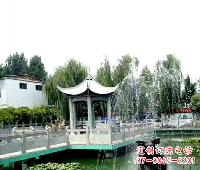 广州园林景观单层六角石雕凉亭