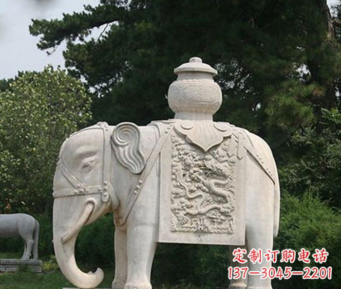 广州园林景观驮宝大象石雕