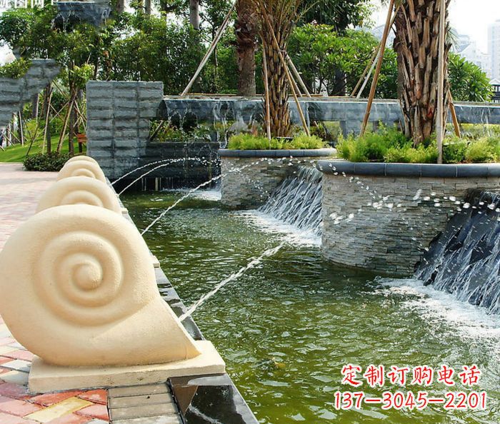 广州园林景观蜗牛喷泉石雕