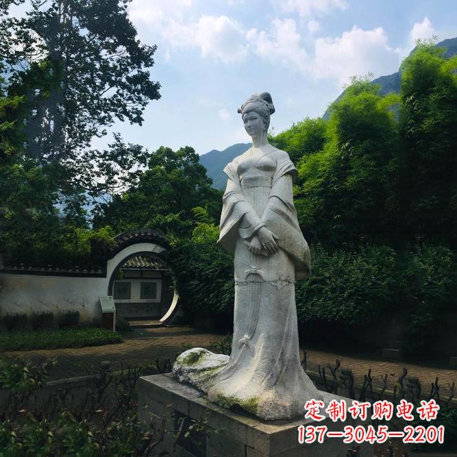 广州园林历史名人塑像王昭君汉白玉雕塑