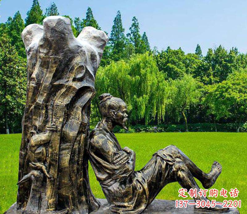 广州园林守株待兔典故人物铜雕