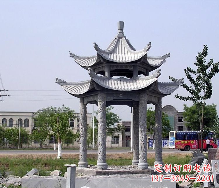 广州园林双层仿古凉亭石雕