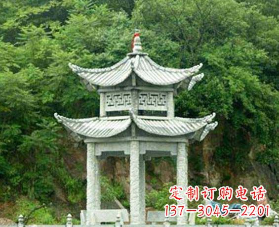 广州园林双层六角石凉亭景观石雕