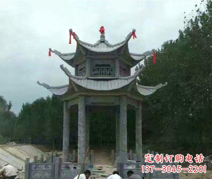 广州园林双层凉亭石雕 (3)