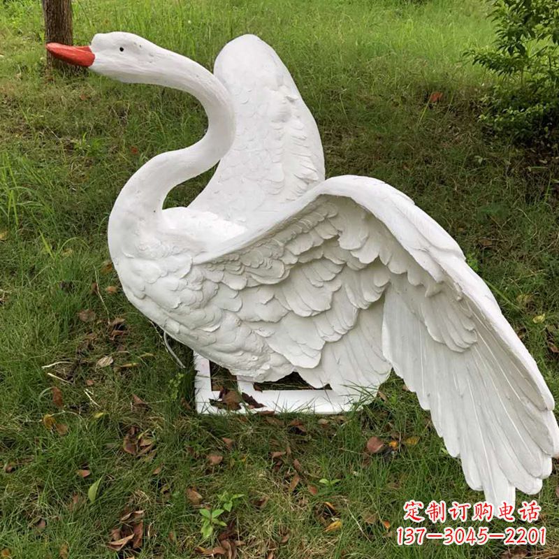 广州展翅飞翔白天鹅仿真发光动物雕塑