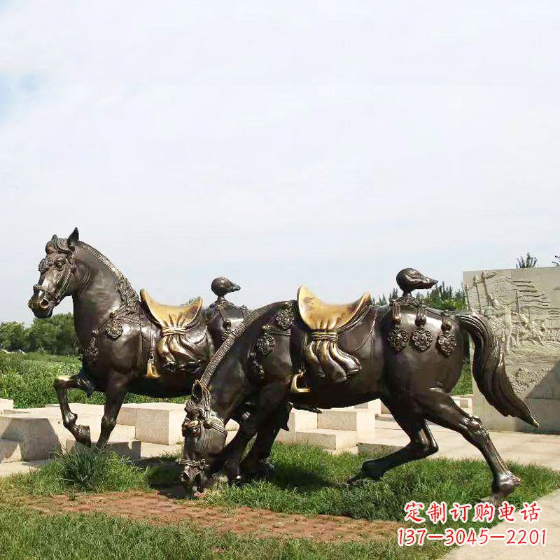 广州战马群公园景区动物情景雕塑