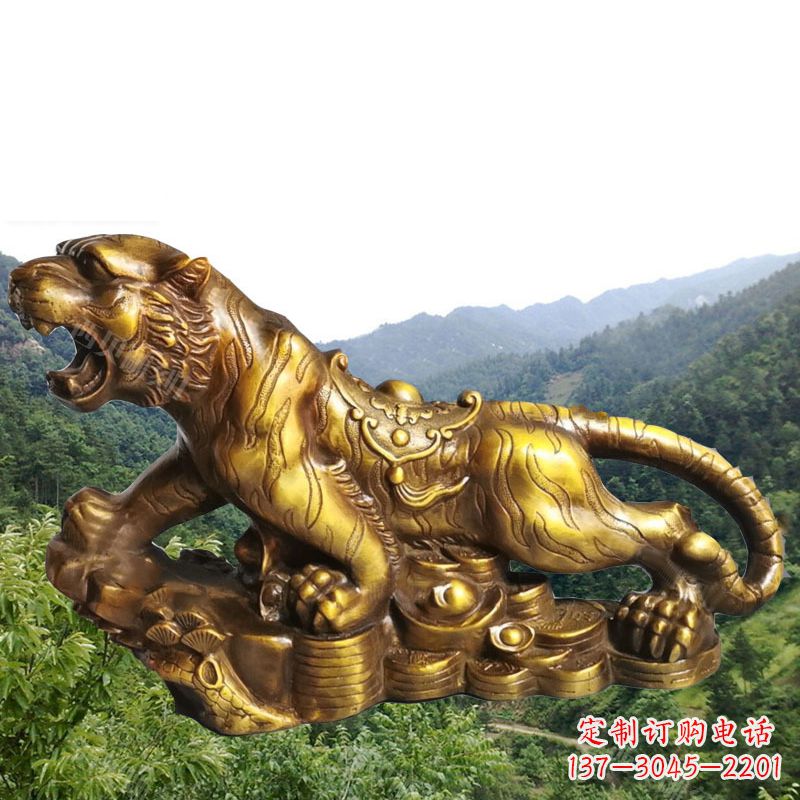 广州招财老虎漆金12生肖动物雕塑