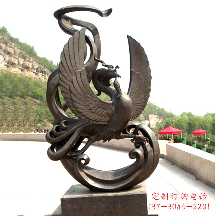 广州中国古代神话中的创世神朱雀景观铜雕