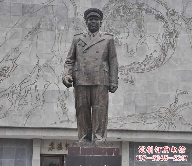 广州朱德人物铜雕 