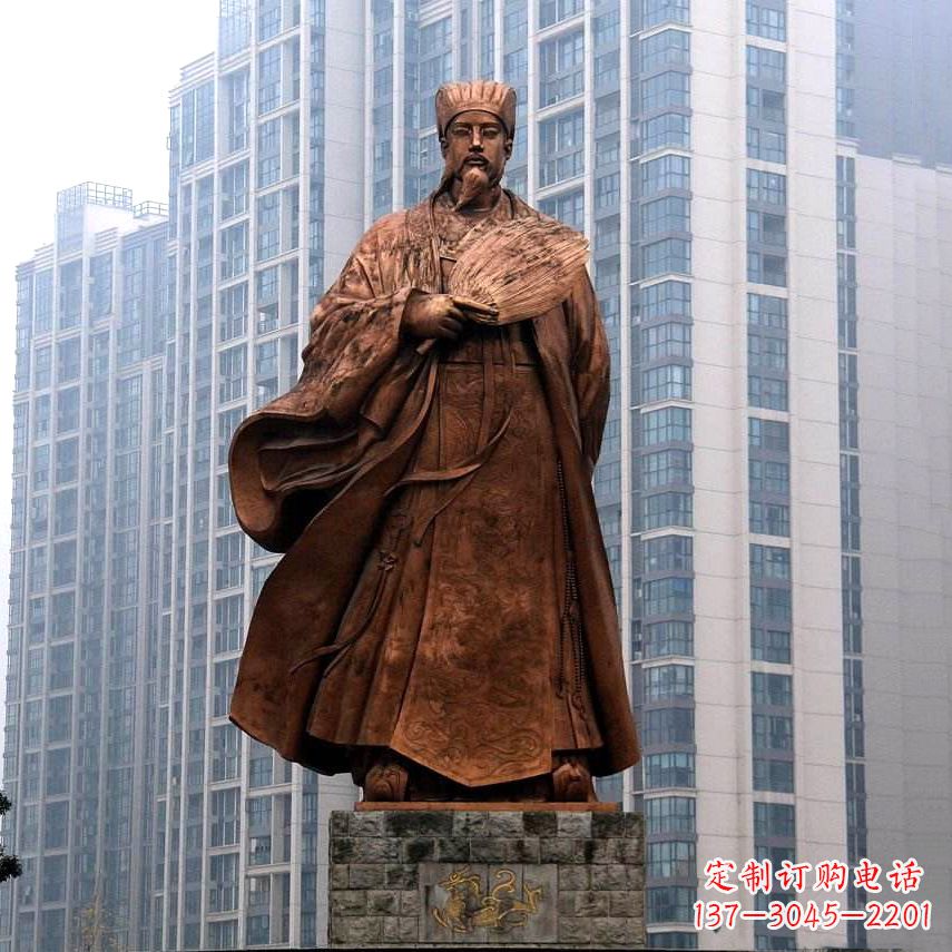 广州诸葛亮城市景观铜雕像-中国古代著名人物三国谋士卧龙先生雕塑