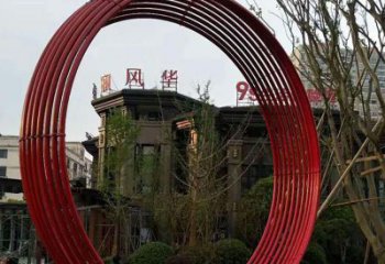 广州小区不锈钢圆环景观雕塑