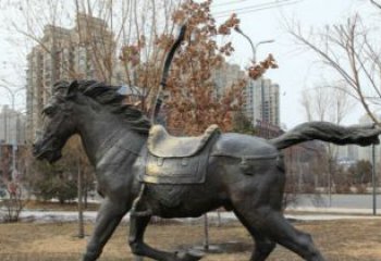 广州小区动物奔跑的马铜雕