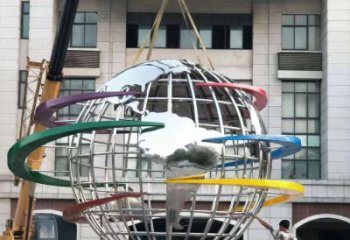 广州校园彩色不锈钢地球仪雕塑