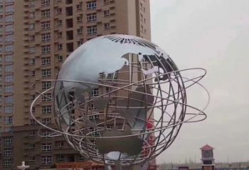 广州校园镂空不锈钢地球仪雕塑