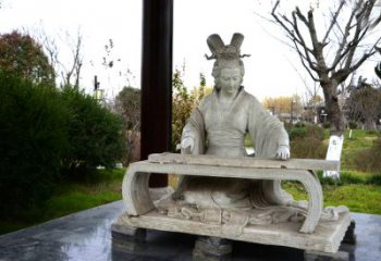 广州虞姬弹琴雕塑-公园古代人物著名美女情景雕塑