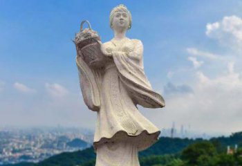 广州虞姬景观石雕像-景区园林古代美女雕塑