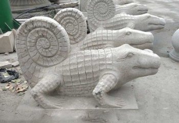 广州园林水池水景鳄鱼砂岩喷水雕塑