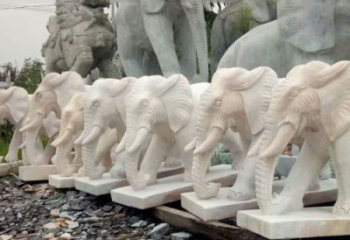 广州招财晚霞红大象石雕 (3)