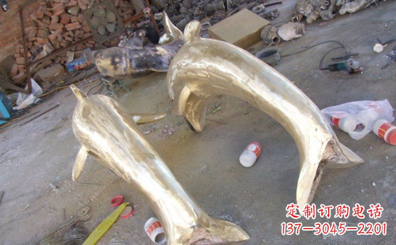 广州铸铜海豚公园动物铜雕