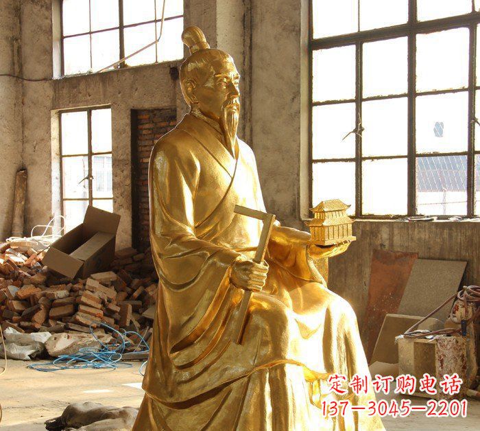 广州铸铜鲁班古代人物铜雕