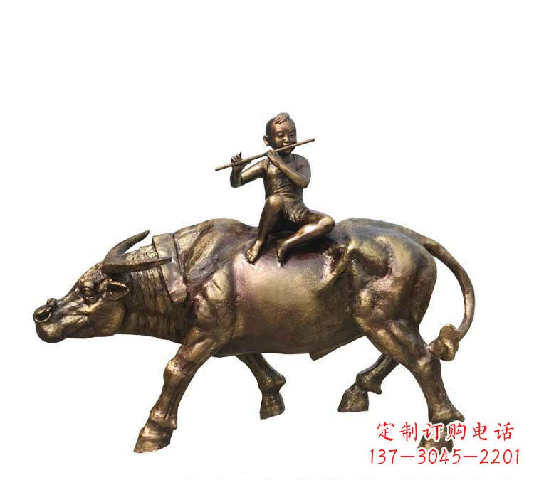 广州铸铜牧童牛雕塑