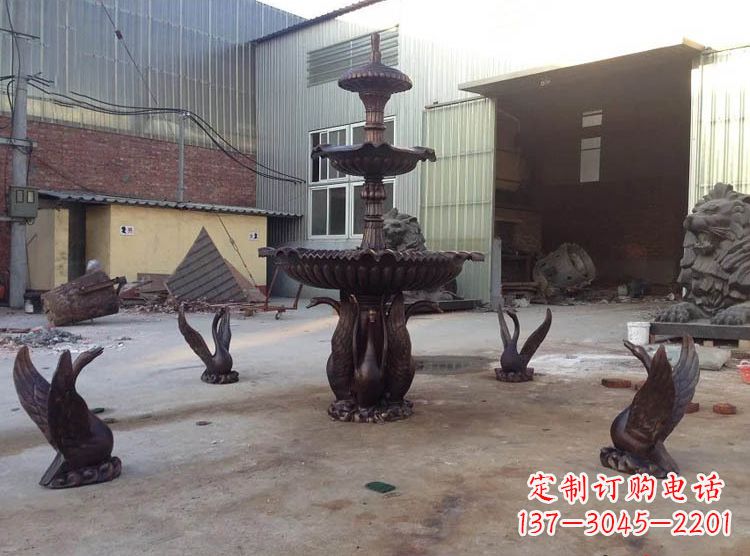 广州铸铜天鹅喷泉雕塑