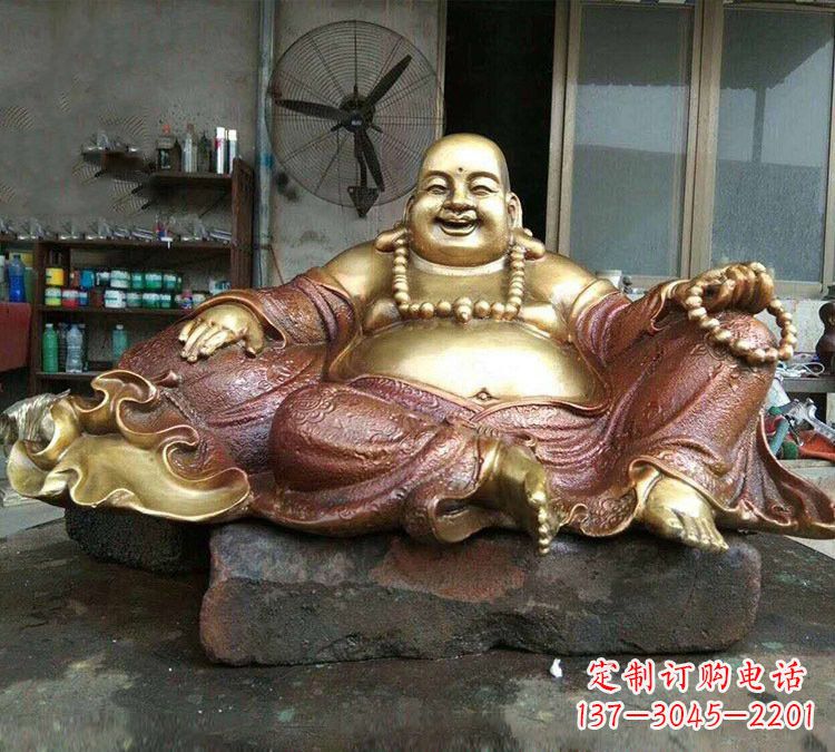 广州宗教供奉坐式弥勒佛铜雕