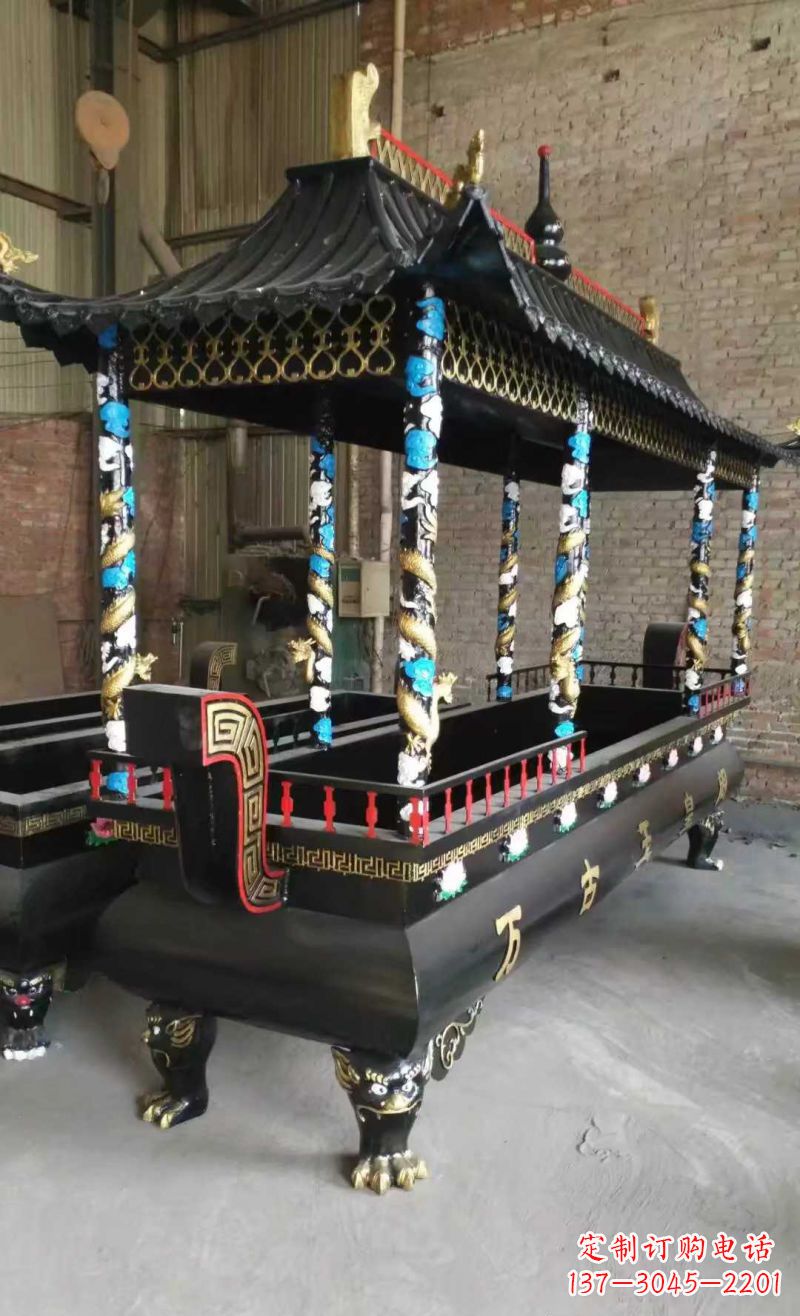 广州宗教庙宇方形香炉铜雕