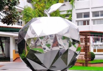 广州水果雕塑-别墅园林几何镜面户外不锈钢水果雕塑