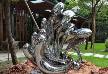 广州景观雕塑-公园创意不锈钢镜面珊瑚景观雕塑