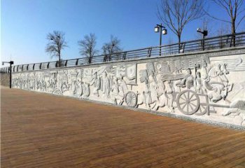 中式园浮雕墙-淄博市孝妇河历史文化石材浮雕壁画
